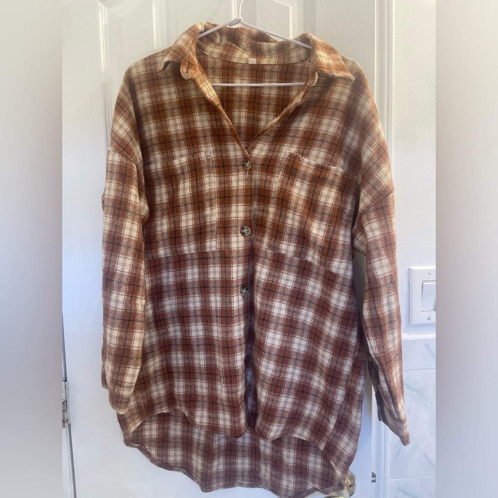 Oversized Rust Check Skirt Size XS